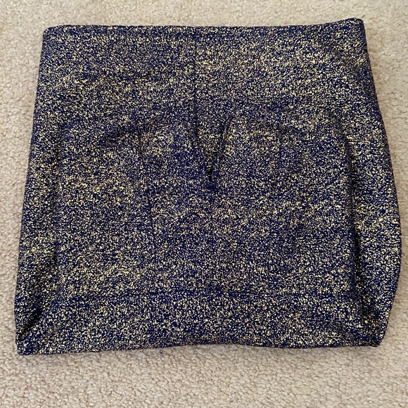 Strapless Blue and Gold Party Mini Dress - Picture 5 of 8